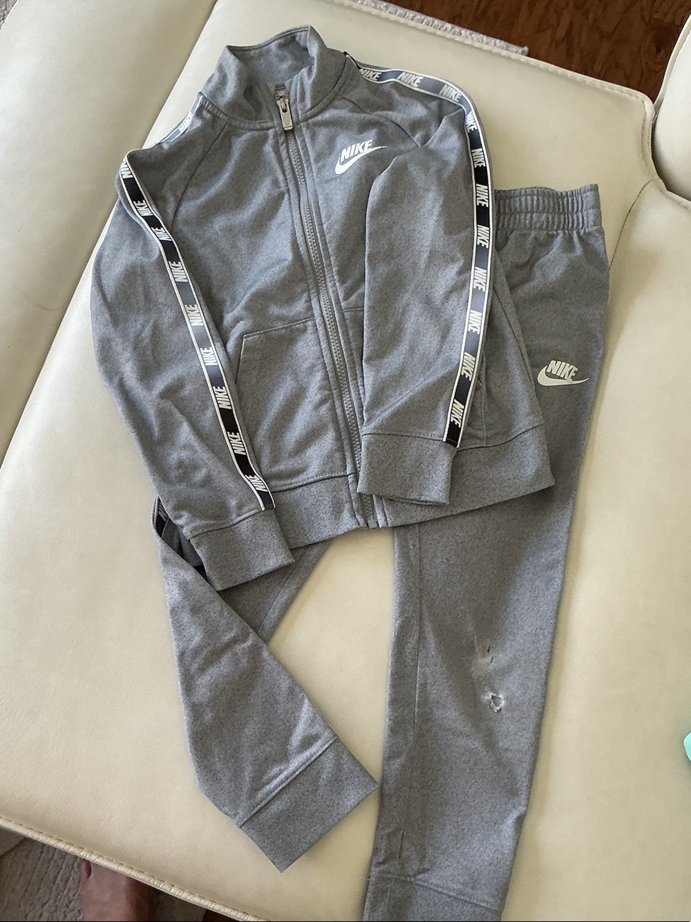 Nike  - Gray Kids' Track Jogger Set with Logo Tape